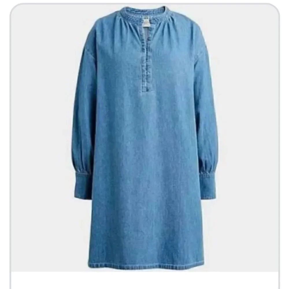 J Crew Indigo Button Up Denim Shift Dress NWT